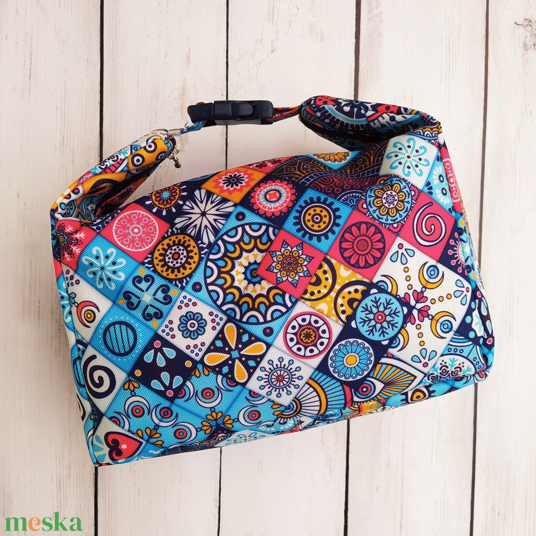 Kék csempemintás lunch bag - táska & tok - uzsonna- & ebéd tartó - ebéd tasak, doboz - Meska.hu Kék csempemintás lunch bag - táska & tok - uzsonna- & ebéd tartó - ebéd tasak, doboz - Meska.hu