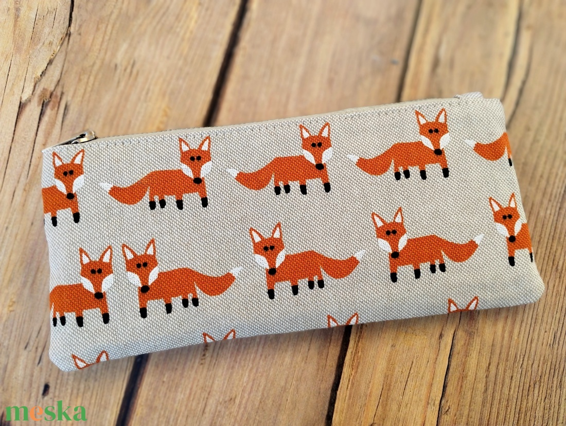 Rókás vászon pénztárca/neszesszer - táska & tok - pénztárca & más tok - pénztárca - női pénztárca - Meska.hu