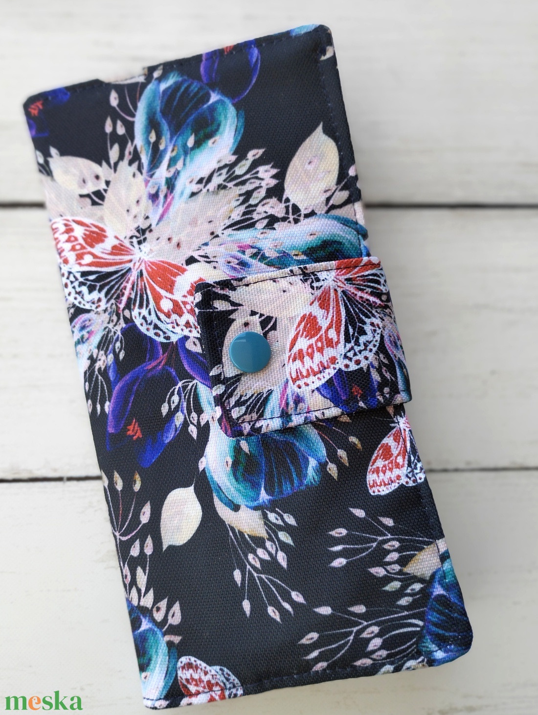 Virágos-lepkés pénztárca - táska & tok - pénztárca & más tok - pénztárca - női pénztárca - Meska.hu