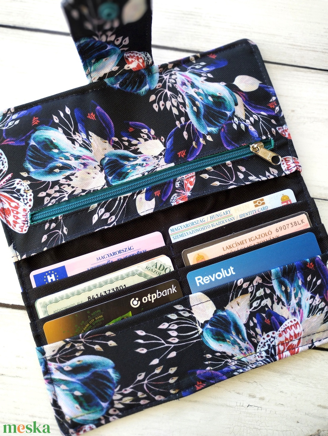 Virágos-lepkés pénztárca - táska & tok - pénztárca & más tok - pénztárca - női pénztárca - Meska.hu
