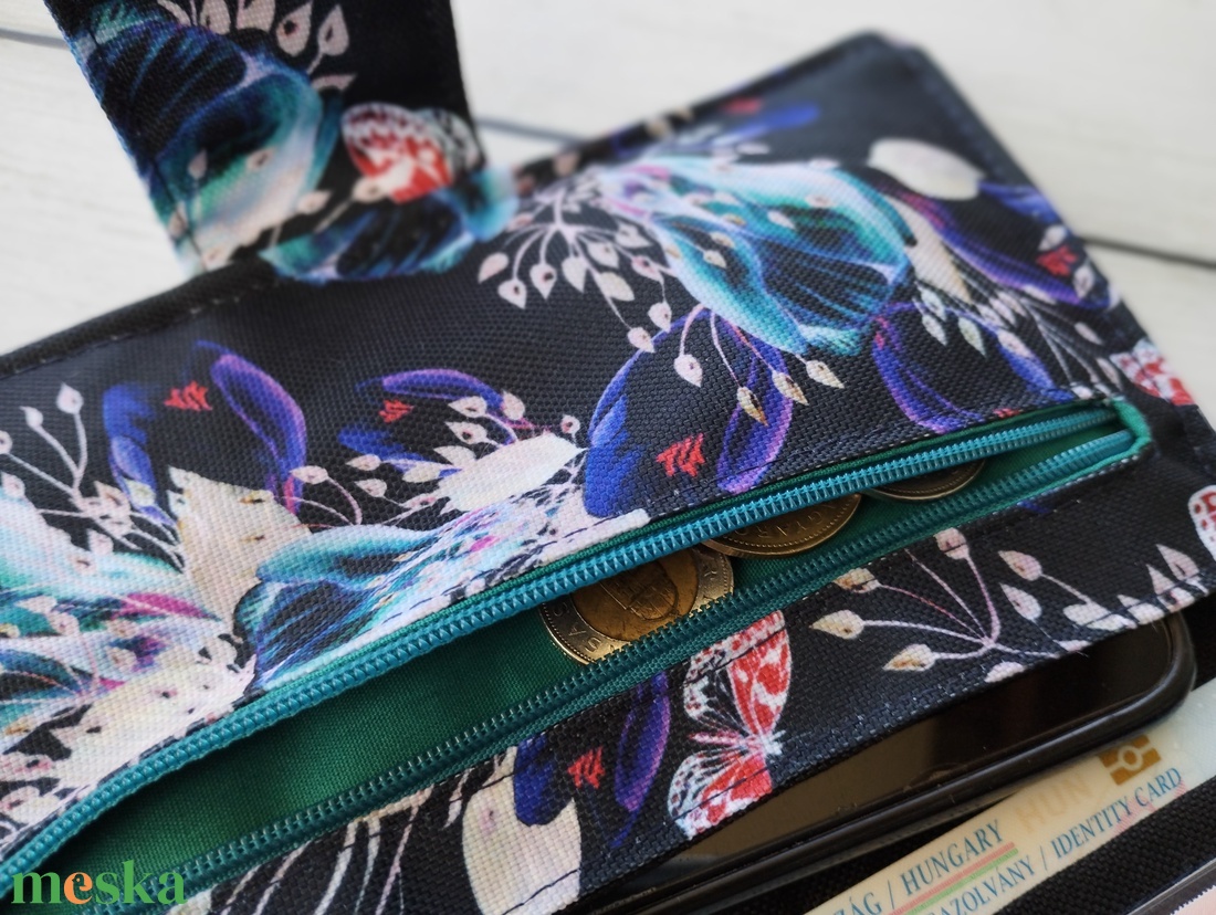 Virágos-lepkés pénztárca - táska & tok - pénztárca & más tok - pénztárca - női pénztárca - Meska.hu