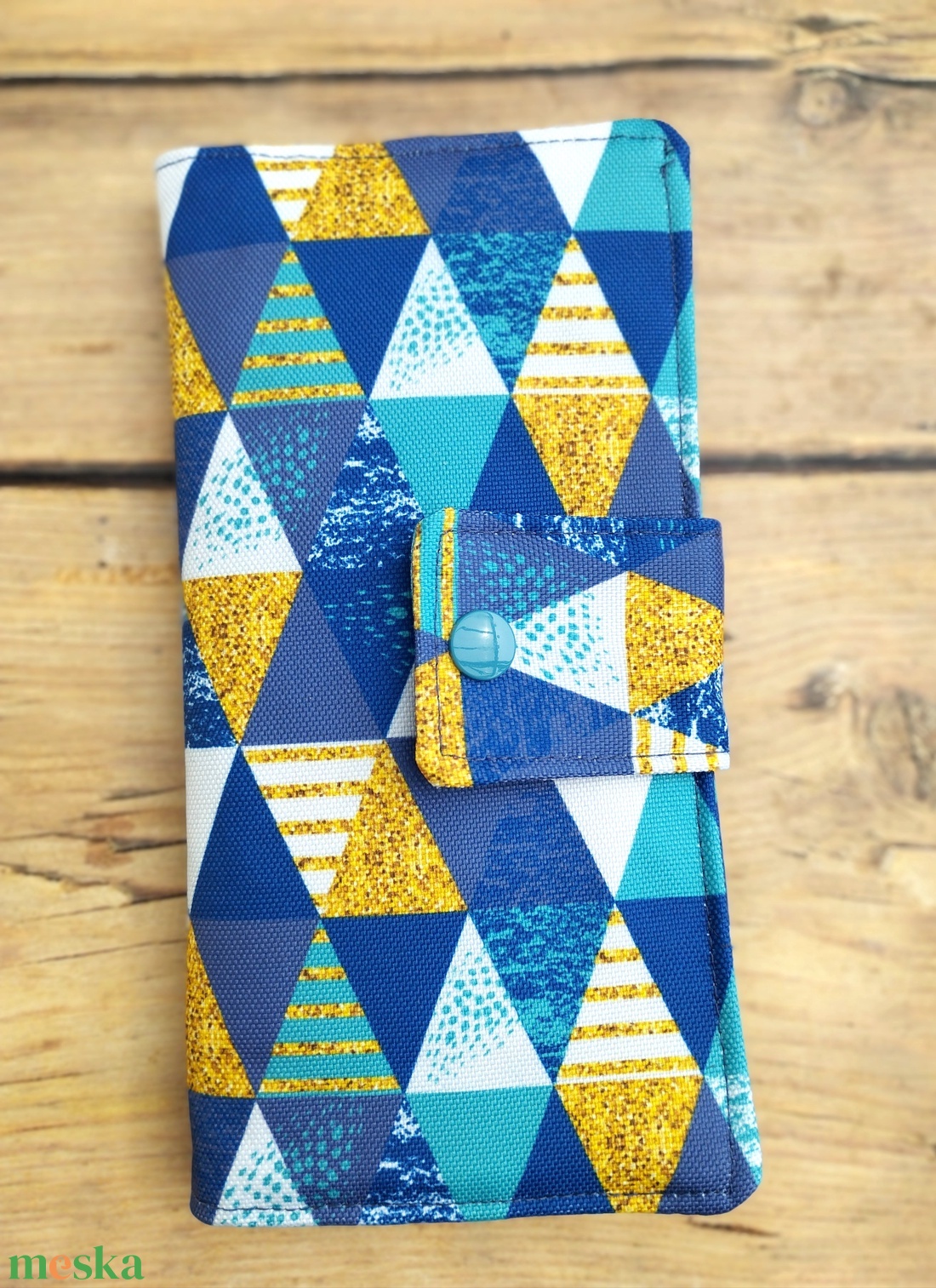Kék geometriai mintás pénztárca - táska & tok - pénztárca & más tok - pénztárca - női pénztárca - Meska.hu
