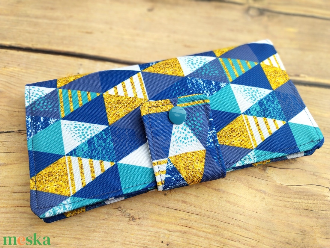 Kék geometriai mintás pénztárca - táska & tok - pénztárca & más tok - pénztárca - női pénztárca - Meska.hu