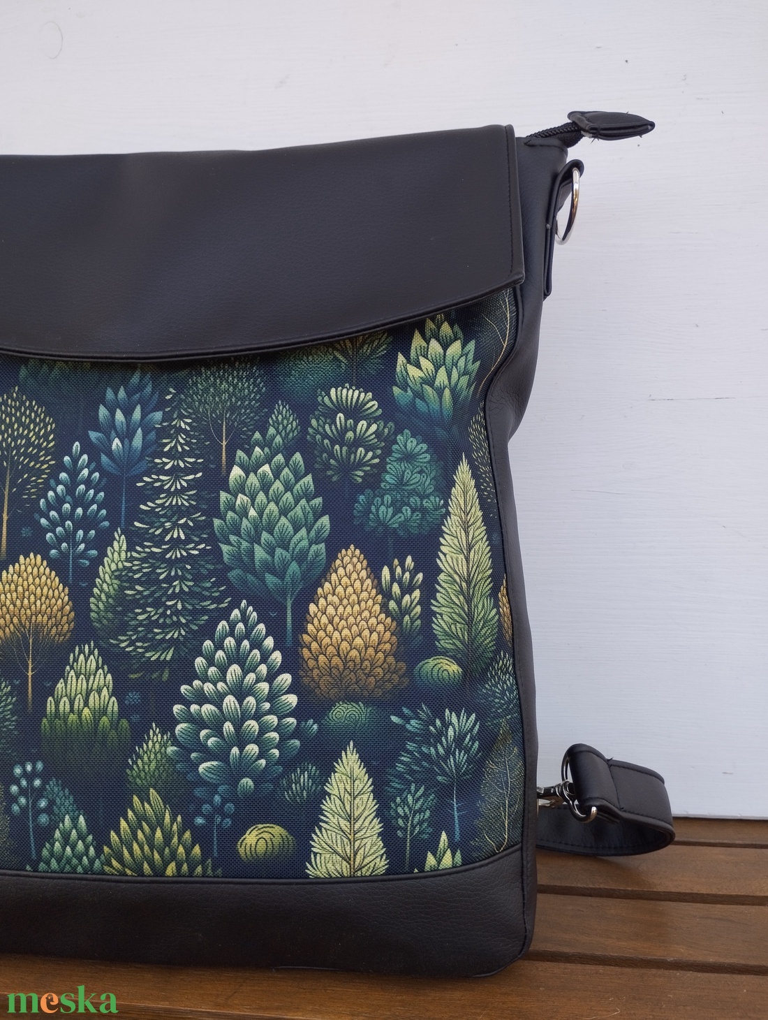 Fás-fekete textilbőr hátizsák  - táska & tok - variálható táska - Meska.hu