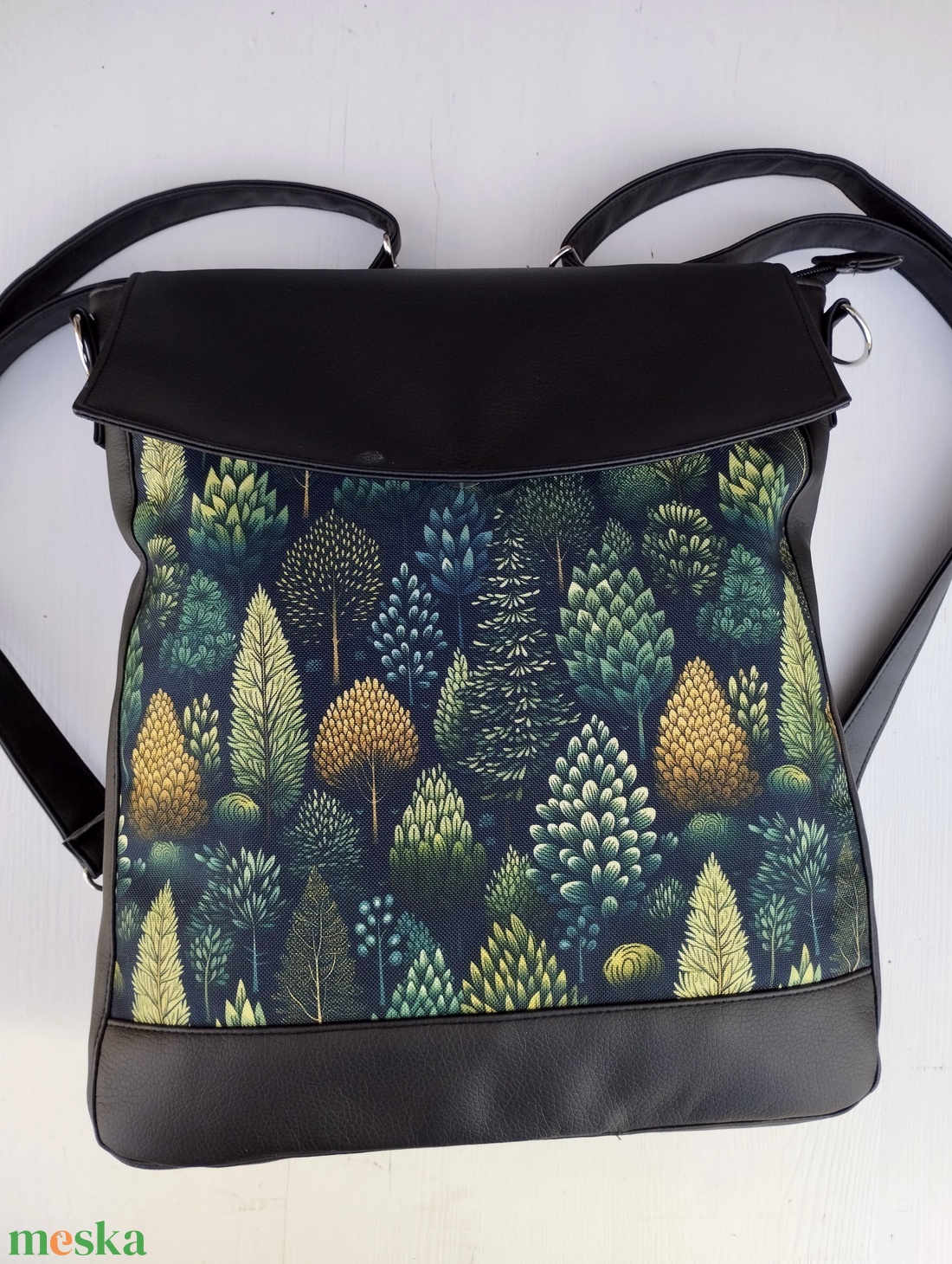 Fás-fekete textilbőr hátizsák  - táska & tok - variálható táska - Meska.hu