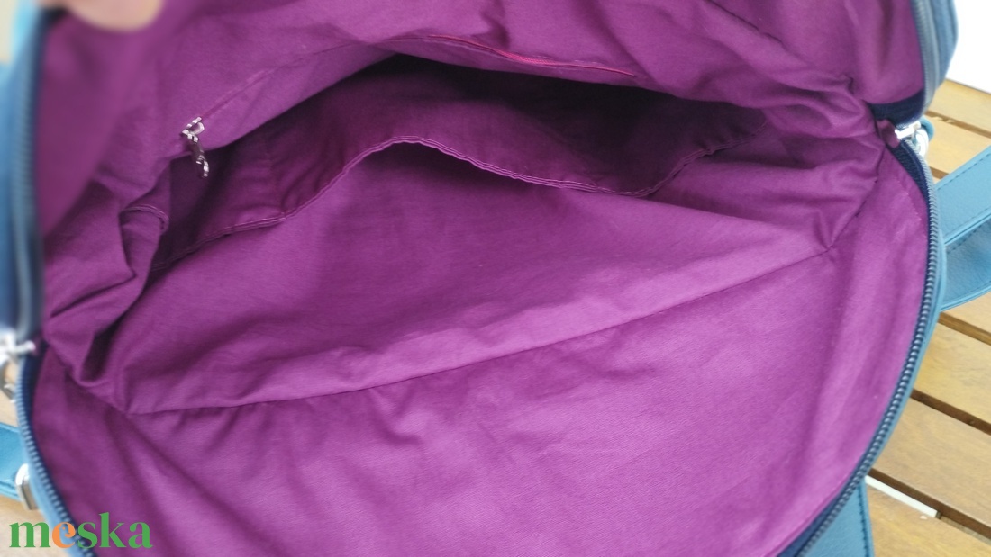 Kék textilbőr virgmintás hátizsák  - táska & tok - hátizsák - hátizsák - Meska.hu