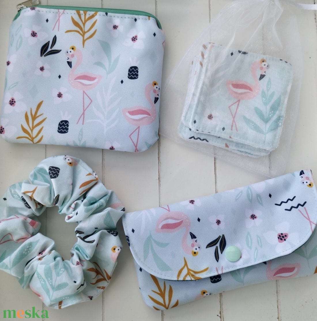 Pipere szett, flamingós - táska & tok - neszesszer - Meska.hu