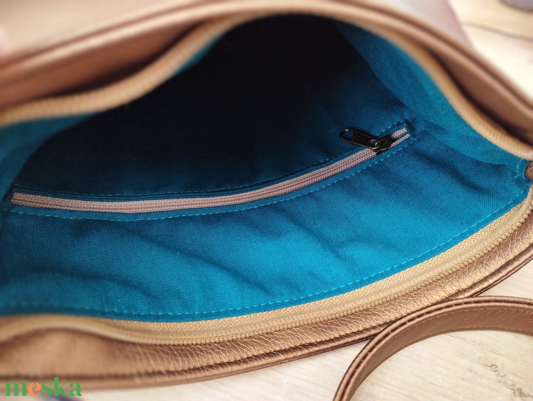 Bronz- türkiz leveles válltáska  - táska & tok - kézitáska & válltáska - válltáska - Meska.hu