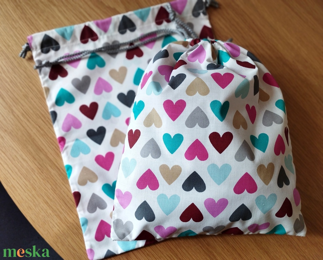 Szívecskés újratasak 2 db/csomag - táska & tok - bevásárlás & shopper táska - zöldség/gyümölcs zsák - Meska.hu