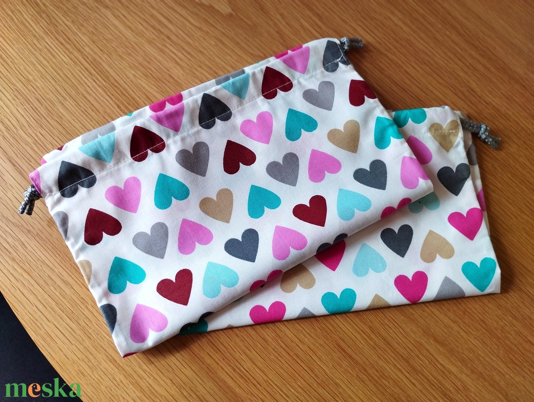 Szívecskés újratasak 2 db/csomag - táska & tok - bevásárlás & shopper táska - zöldség/gyümölcs zsák - Meska.hu