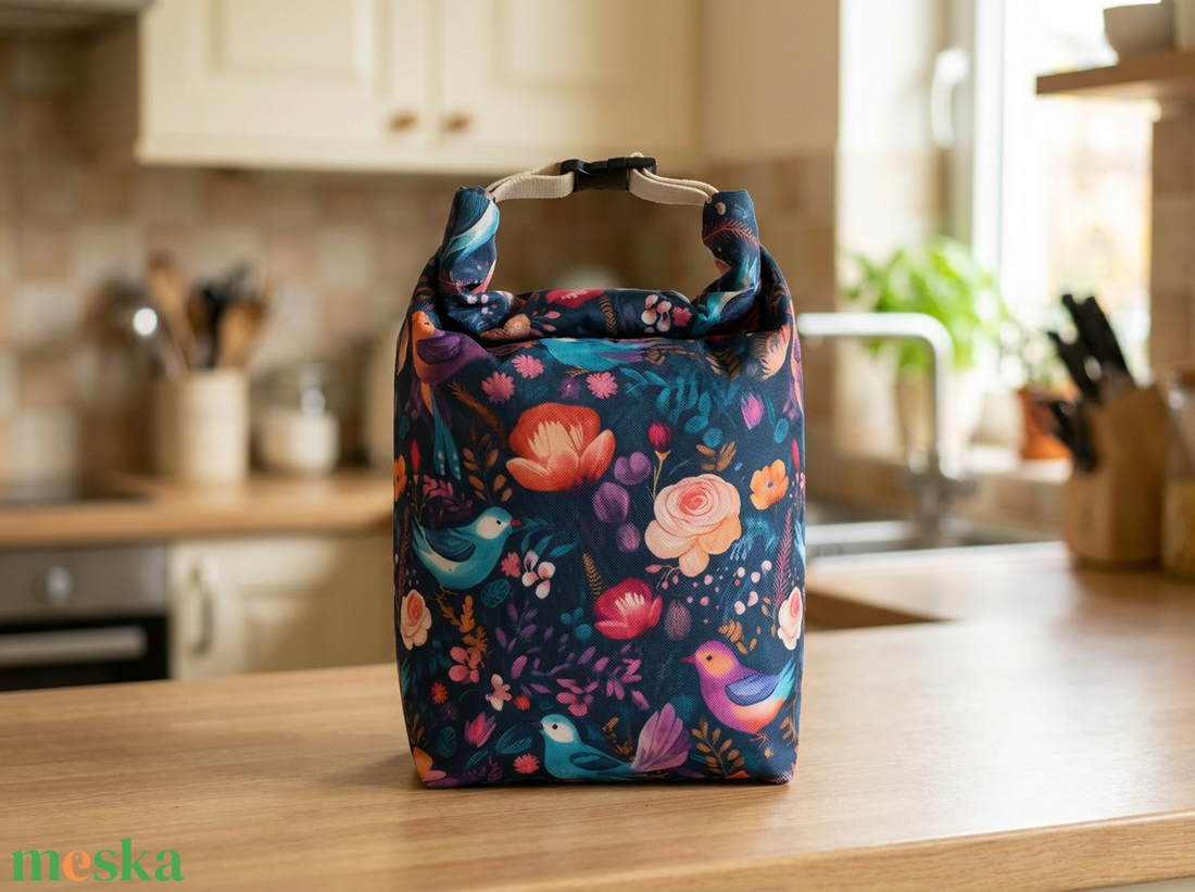 Virágos-madaras lunch bag - táska & tok - uzsonna- & ebéd tartó - ebéd tasak, doboz - Meska.hu