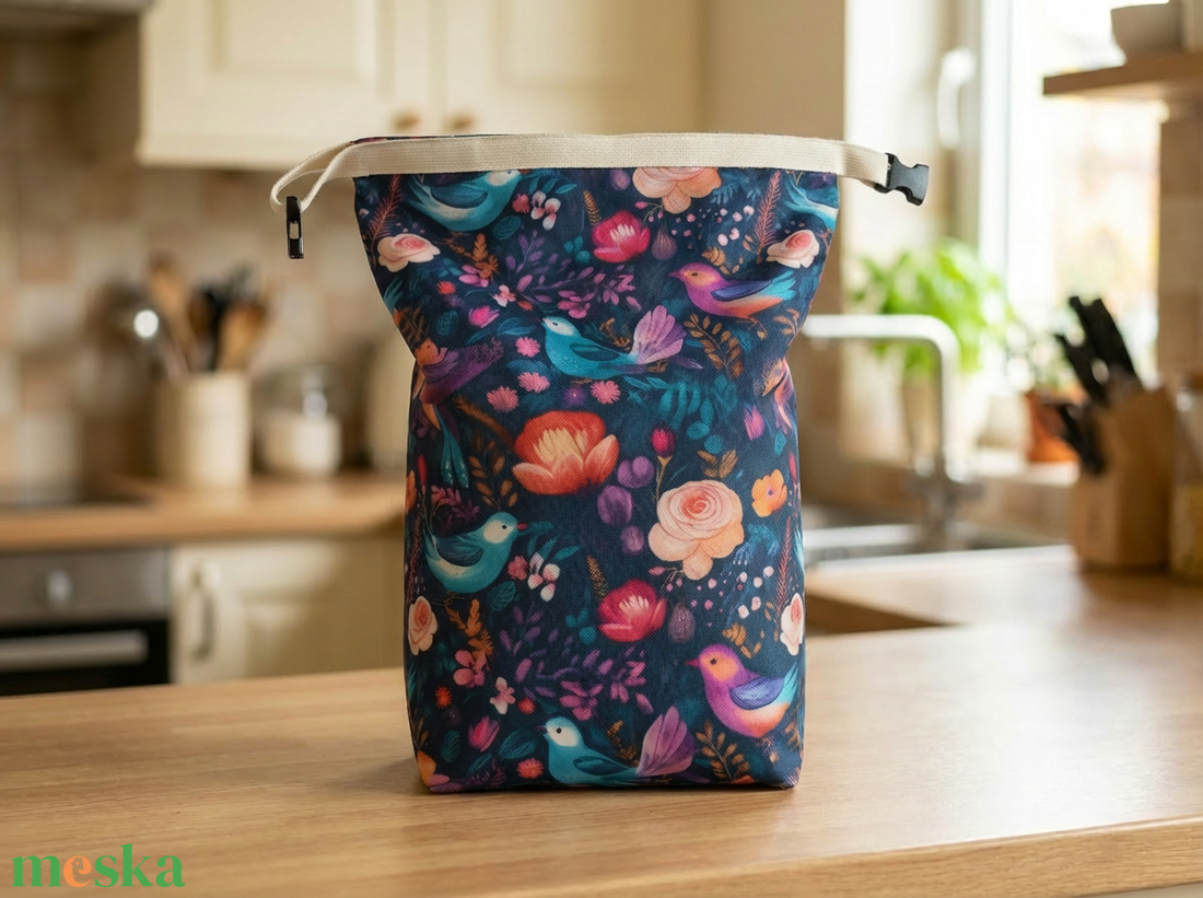 Virágos-madaras lunch bag - táska & tok - uzsonna- & ebéd tartó - ebéd tasak, doboz - Meska.hu