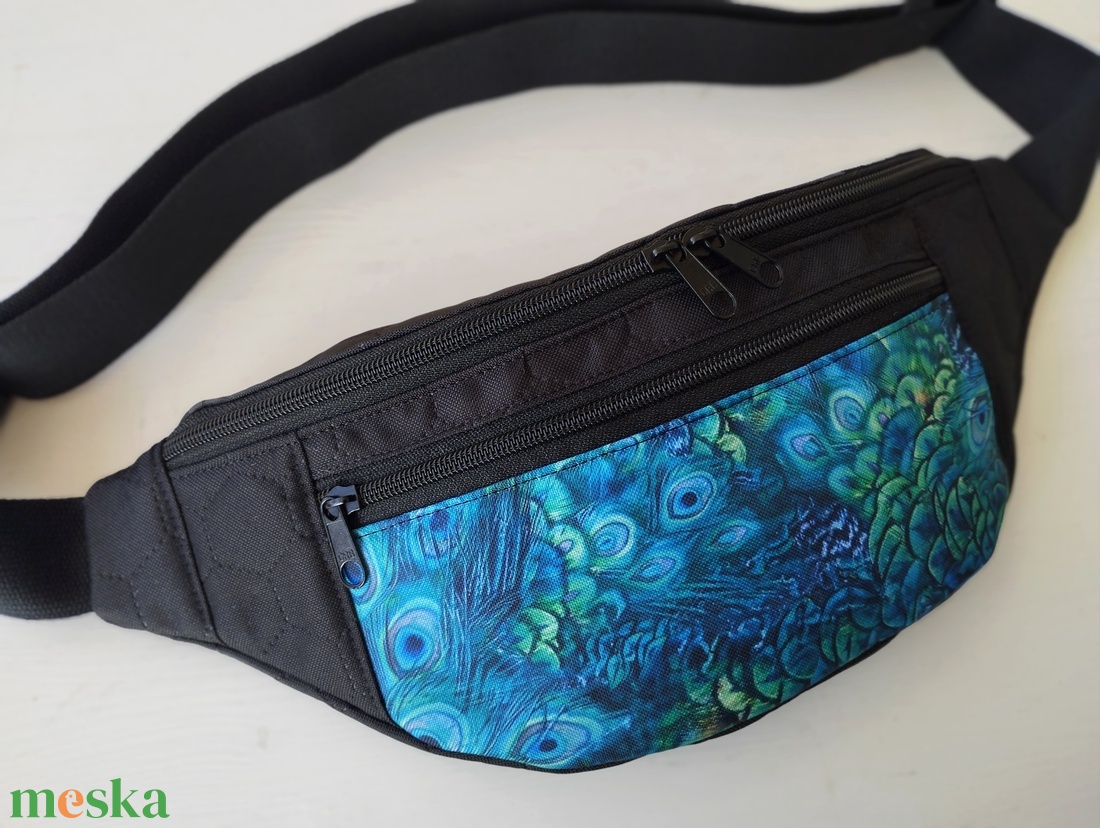 Fekete-türkiz maxi övtáska  - táska & tok - övtáska - Meska.hu