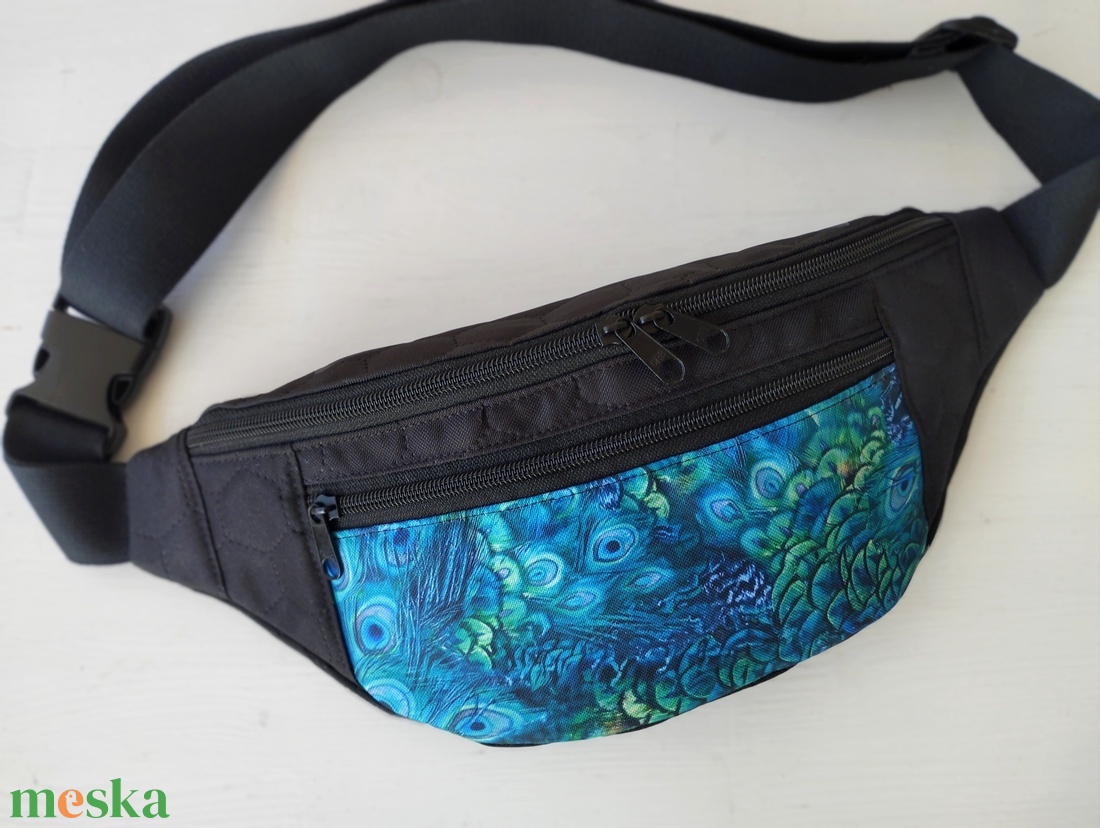 Fekete-türkiz maxi övtáska  - táska & tok - övtáska - Meska.hu