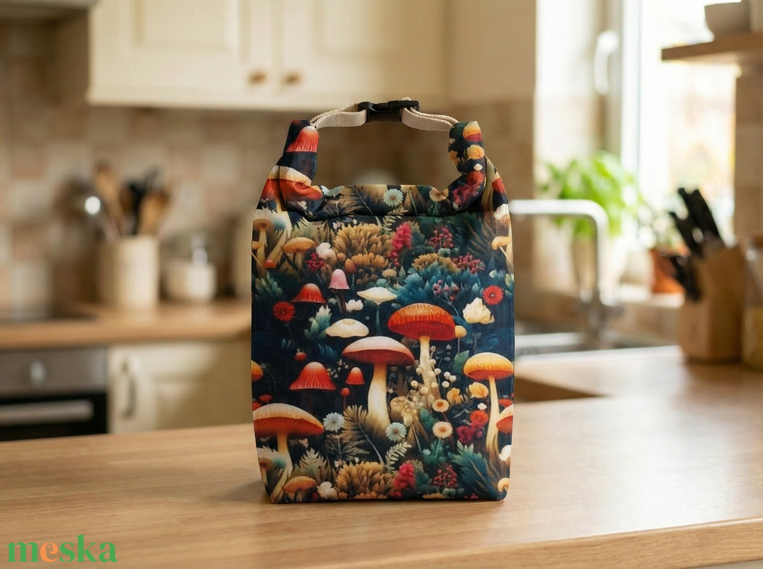 Gombamintás lunch bag - táska & tok - uzsonna- & ebéd tartó - ebéd tasak, doboz - Meska.hu
