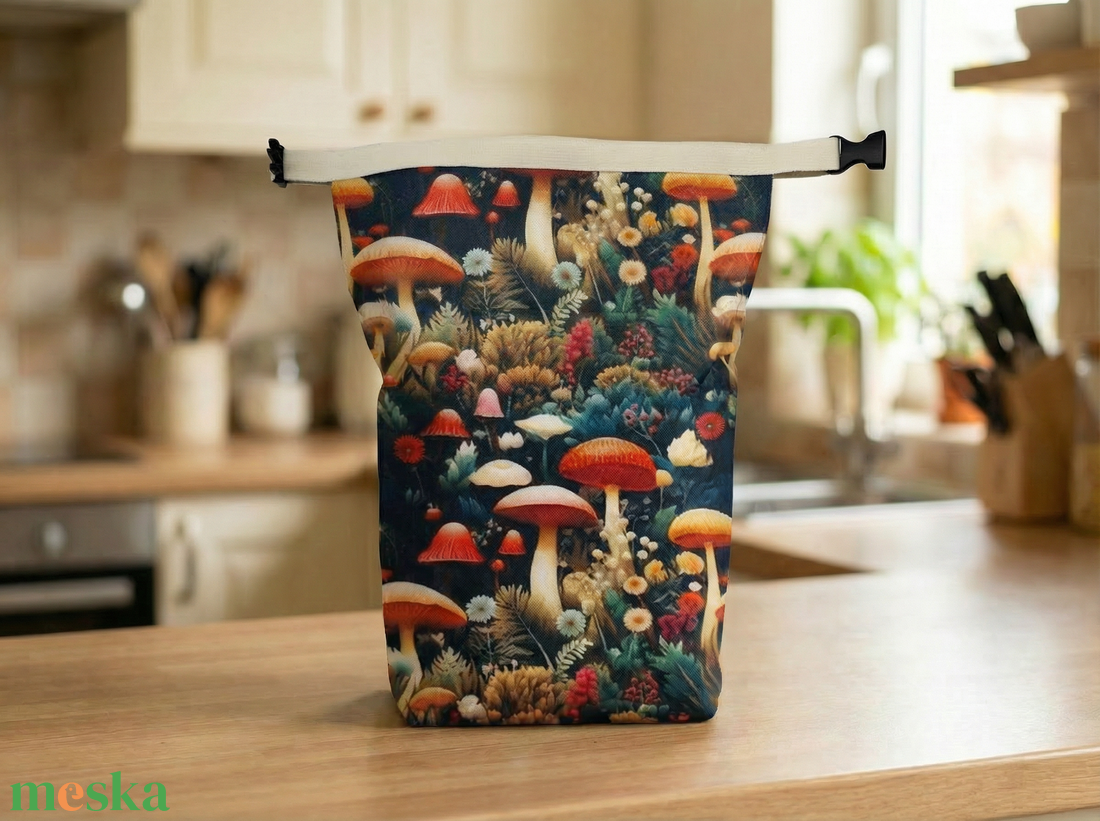 Gombamintás lunch bag - táska & tok - uzsonna- & ebéd tartó - ebéd tasak, doboz - Meska.hu