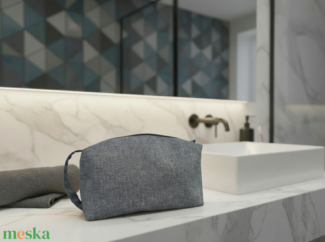 Szürke vízlepergetős neszesszer  - táska & tok - neszesszer - Meska.hu