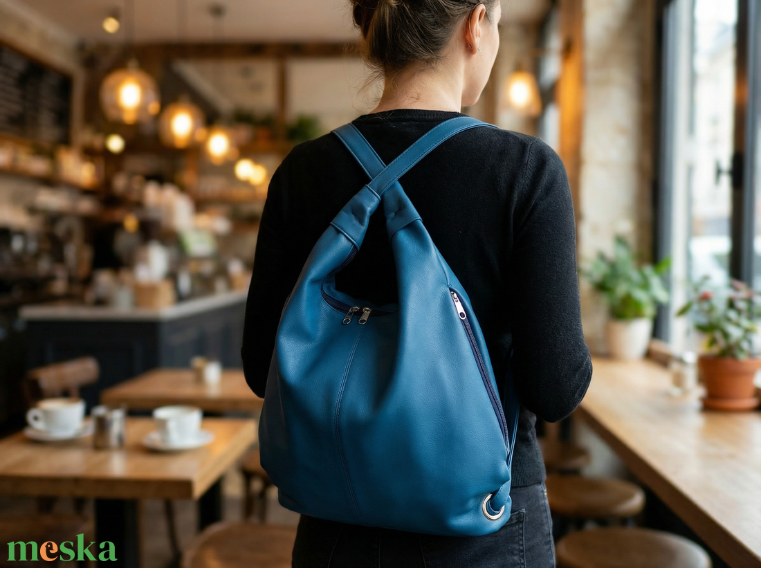 Kék variálható hátizsák/válltáska - táska & tok - variálható táska - Meska.hu