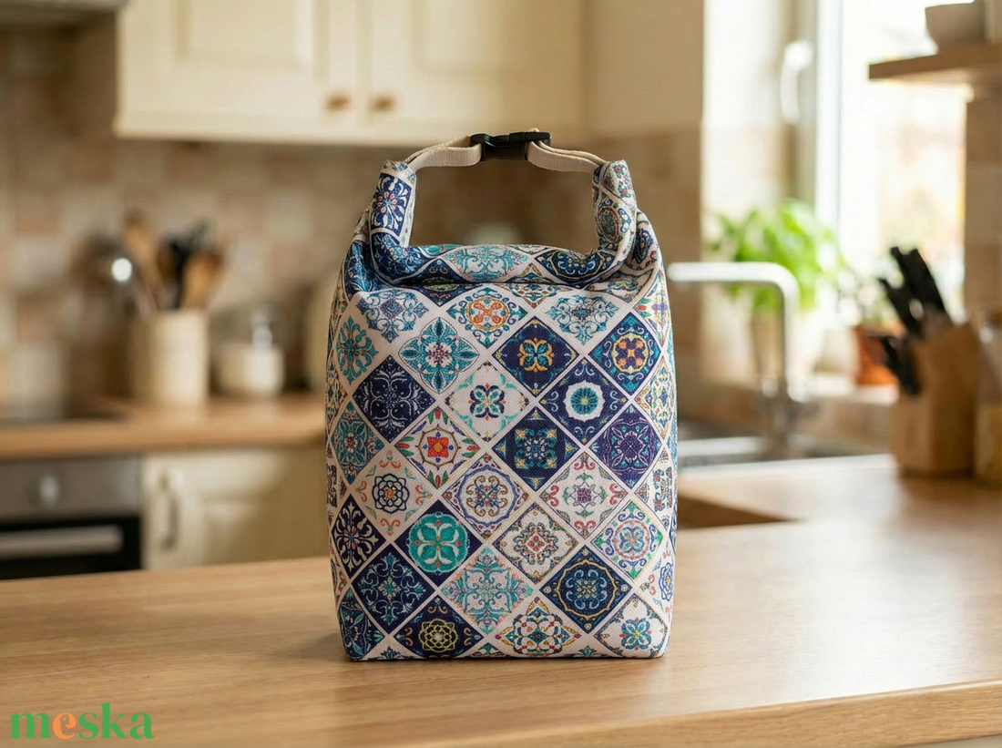 Csempemintás lunch bag - táska & tok - uzsonna- & ebéd tartó - ebéd tasak, doboz - Meska.hu