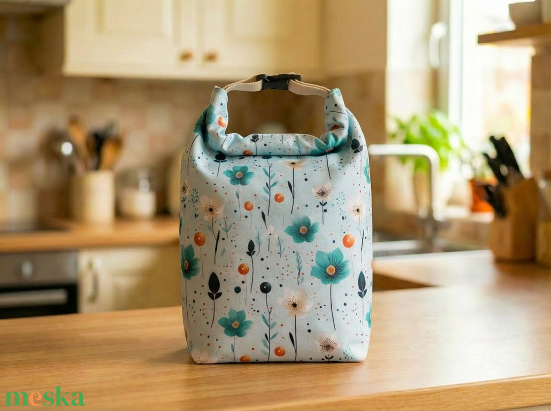 Menta virágos lunch bag - táska & tok - uzsonna- & ebéd tartó - ebéd tasak, doboz - Meska.hu