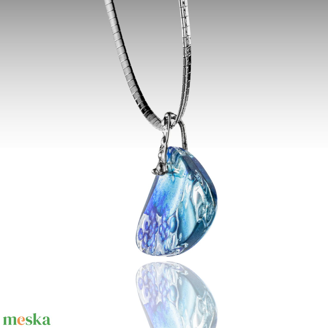 Kék alkímia üveg nyaklánc - ékszer - nyaklánc - medálos nyaklánc - Meska.hu