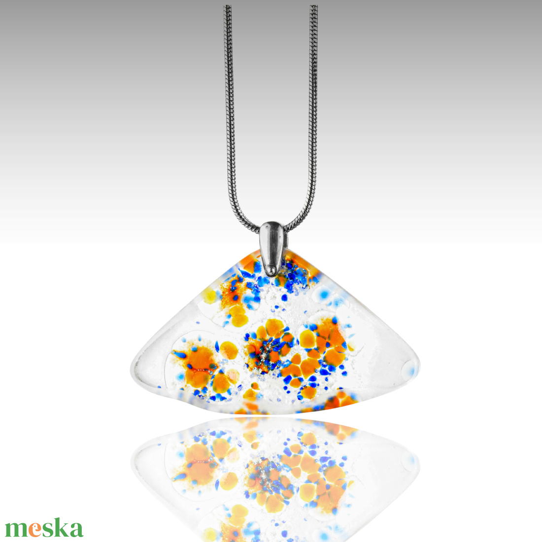 Virágos mező üveg iparművészeti nyaklánc - ékszer - nyaklánc - medálos nyaklánc - Meska.hu