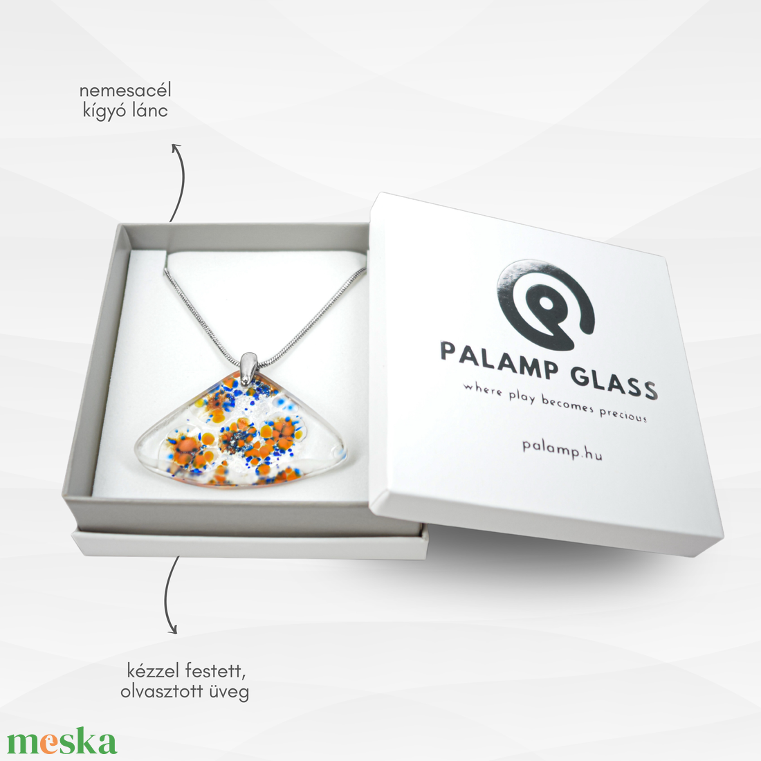 Virágos mező üveg iparművészeti nyaklánc - ékszer - nyaklánc - medálos nyaklánc - Meska.hu