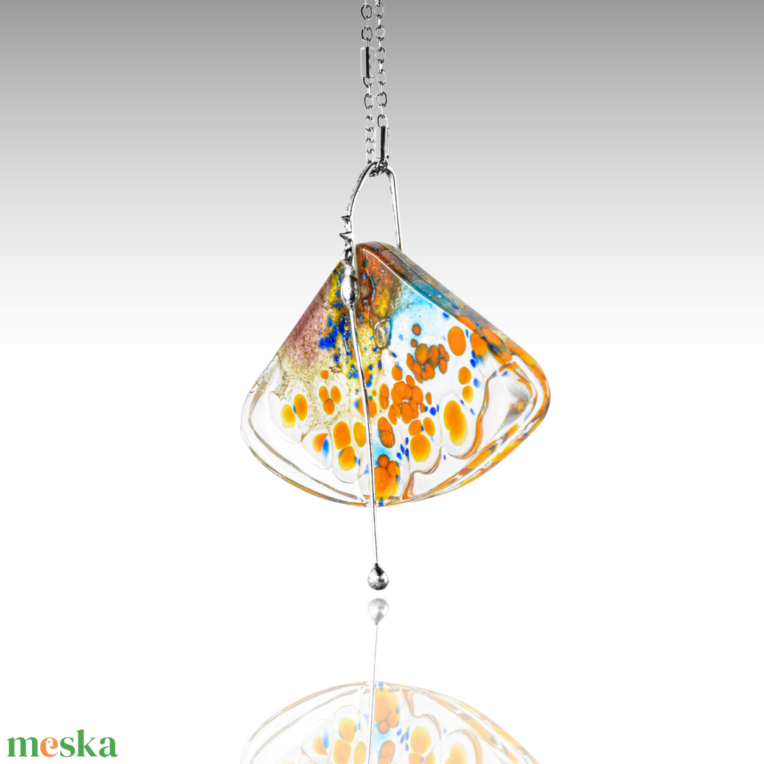 Napvirágzás iparművészeti nyaklánc üveg kézzel csiszolt medállal - ékszer - nyaklánc - medálos nyaklánc - Meska.hu