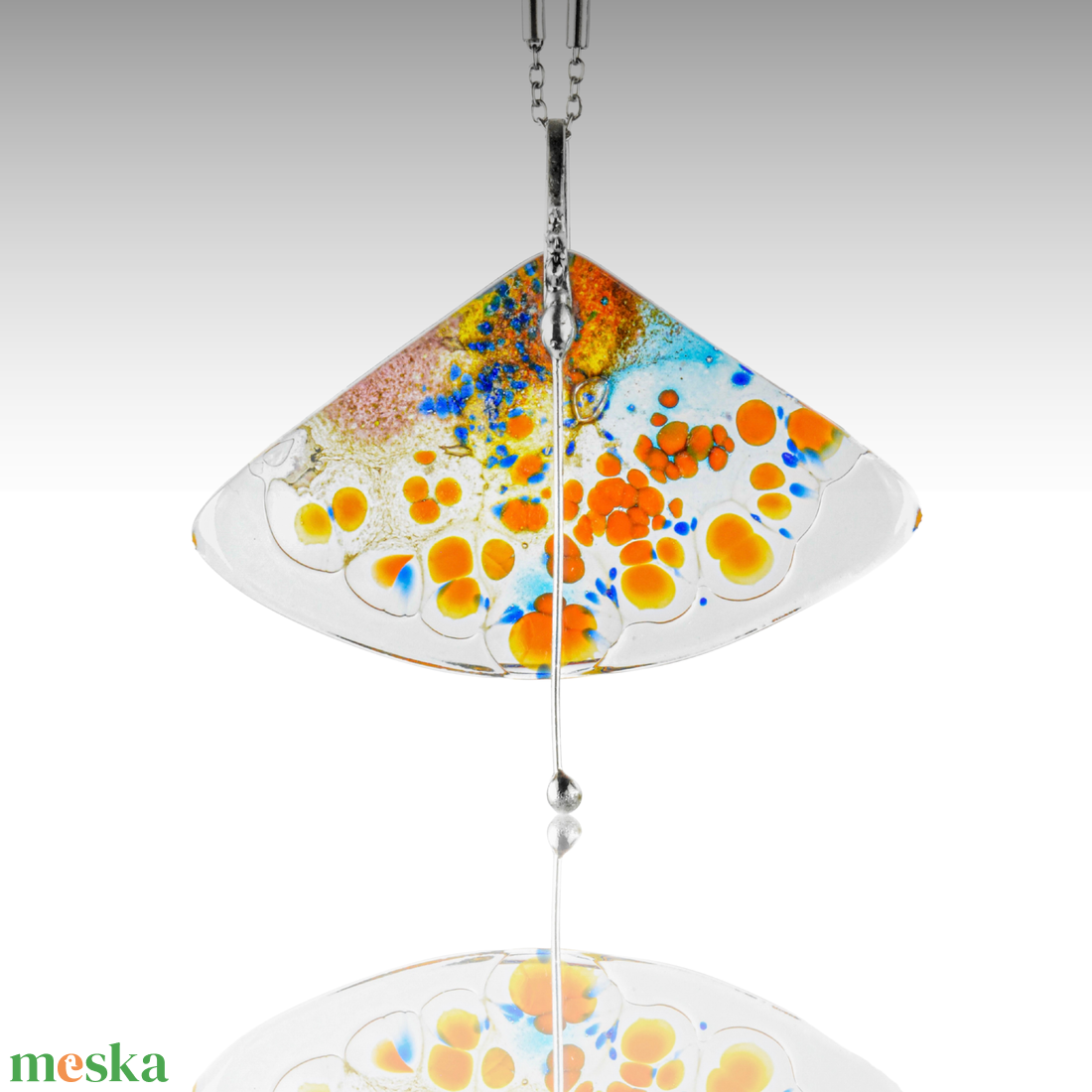 Napvirágzás iparművészeti nyaklánc üveg kézzel csiszolt medállal - ékszer - nyaklánc - medálos nyaklánc - Meska.hu