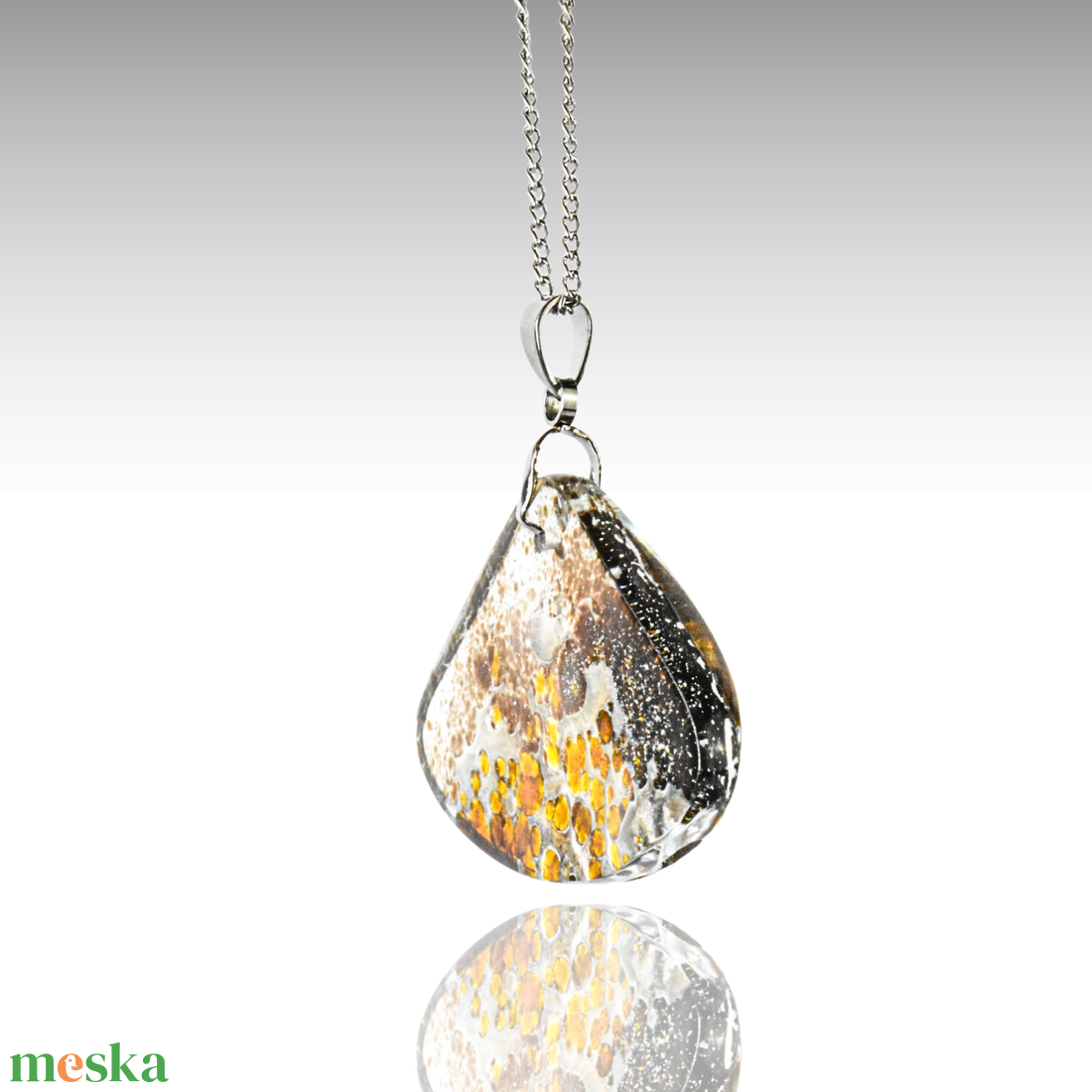 Mézfény üveg medálos iparművész nyaklánc - ékszer - nyaklánc - medálos nyaklánc - Meska.hu