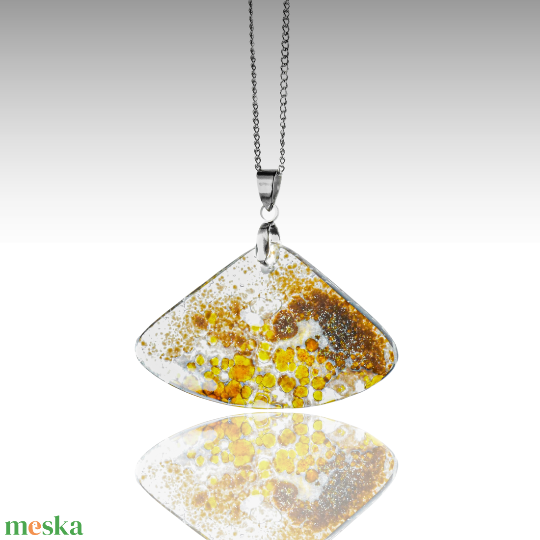 Mézfény üveg medálos iparművész nyaklánc - ékszer - nyaklánc - medálos nyaklánc - Meska.hu