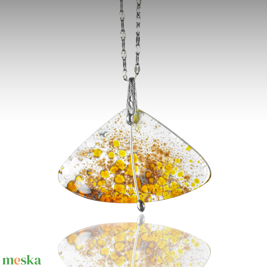 Őszi fakulás üveg iparművészeti nyaklánc - ékszer - nyaklánc - medálos nyaklánc - Meska.hu