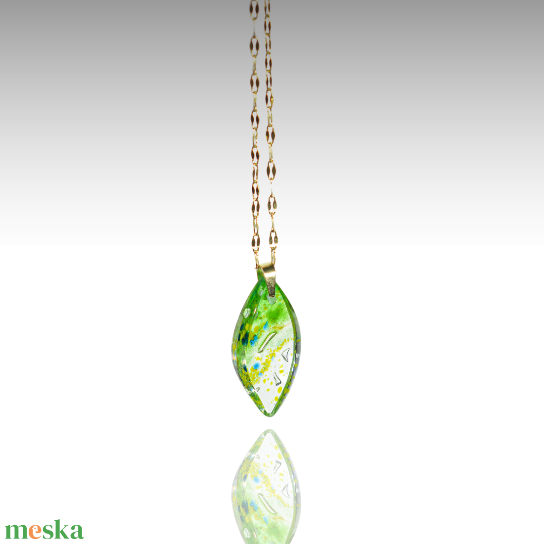 Halványuló nyár üveg kis medálos nyaklánc - ékszer - nyaklánc - medálos nyaklánc - Meska.hu