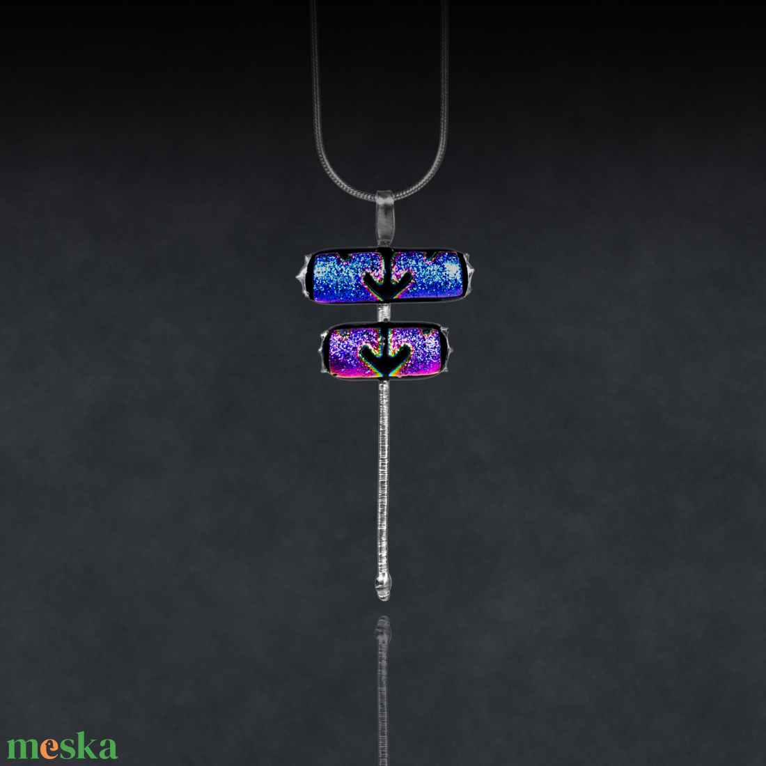 Nézz rám! dichroic üveg iparművészeti ékszerszett nyaklánc fülbevaló - ékszer - ékszerszett - Meska.hu