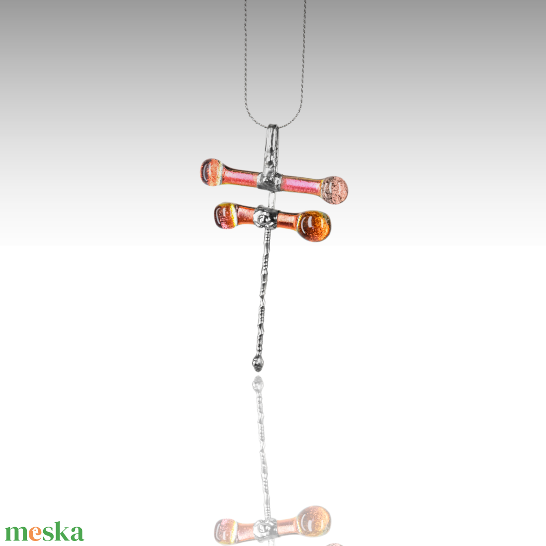 Láva szitakötő üveg design nyaklánc - ékszer - nyaklánc - medálos nyaklánc - Meska.hu