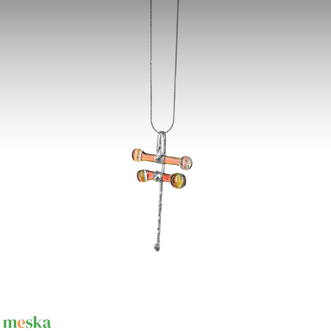 Láva szitakötő üveg design nyaklánc - ékszer - nyaklánc - medálos nyaklánc - Meska.hu