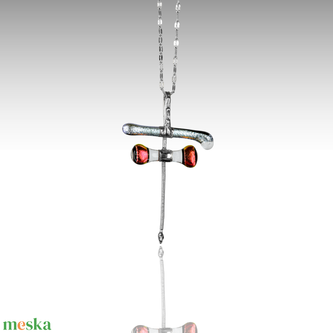 Parázs szitakötő üveg nyaklánc - ékszer - nyaklánc - medálos nyaklánc - Meska.hu