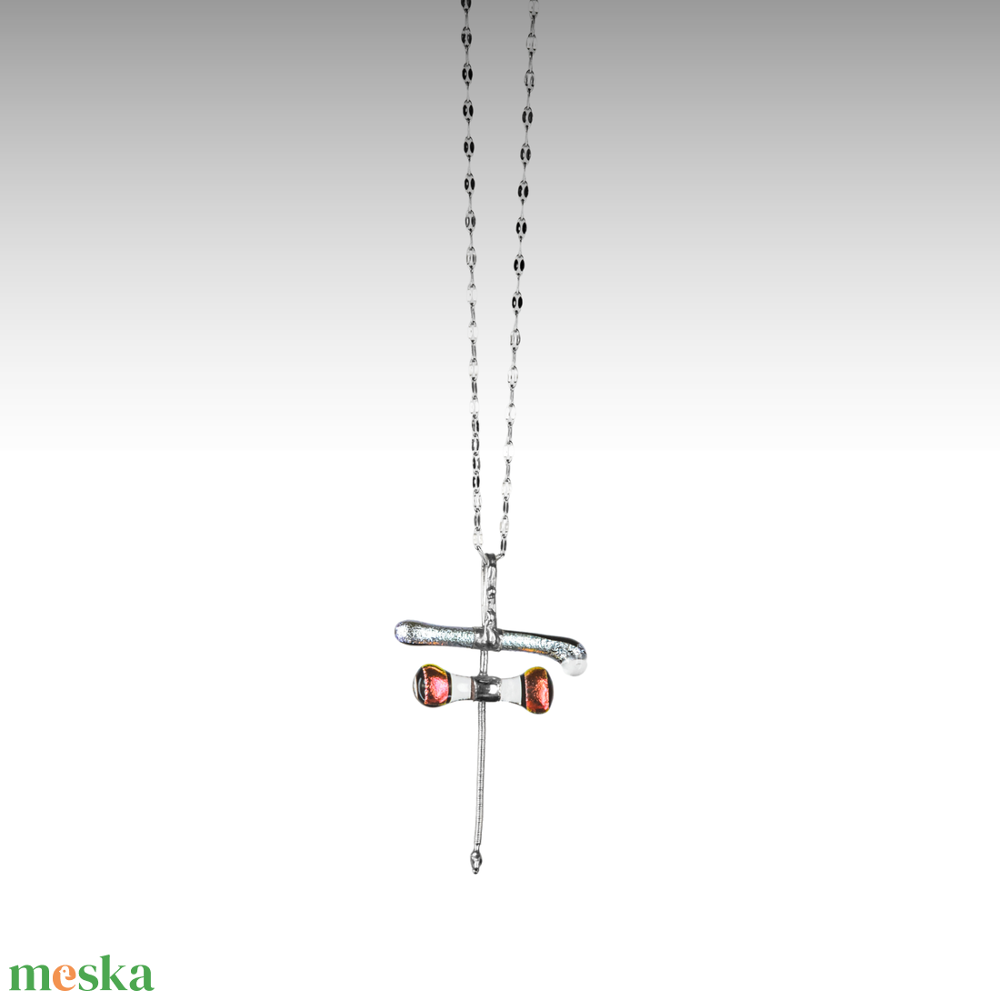 Parázs szitakötő üveg nyaklánc - ékszer - nyaklánc - medálos nyaklánc - Meska.hu