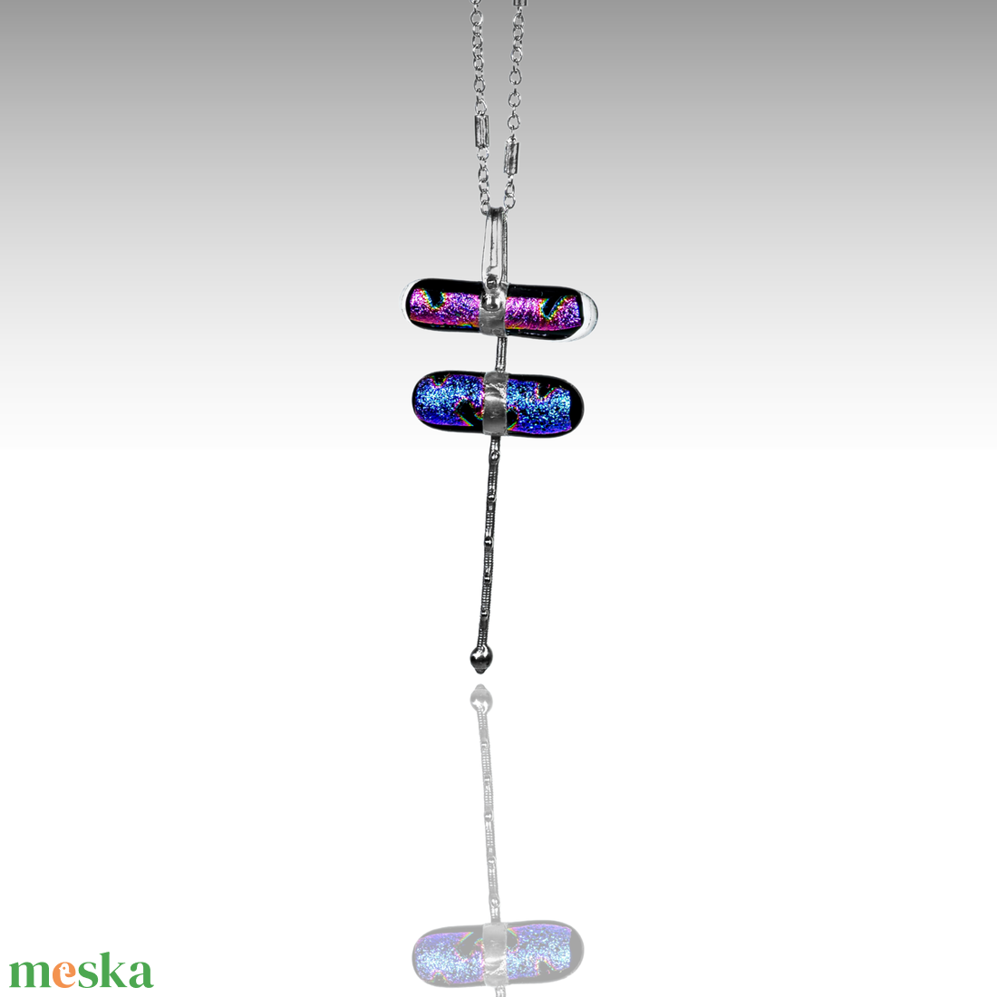 Sárkány szitakötő üveg dichroic nyaklánc - ékszer - nyaklánc - medálos nyaklánc - Meska.hu