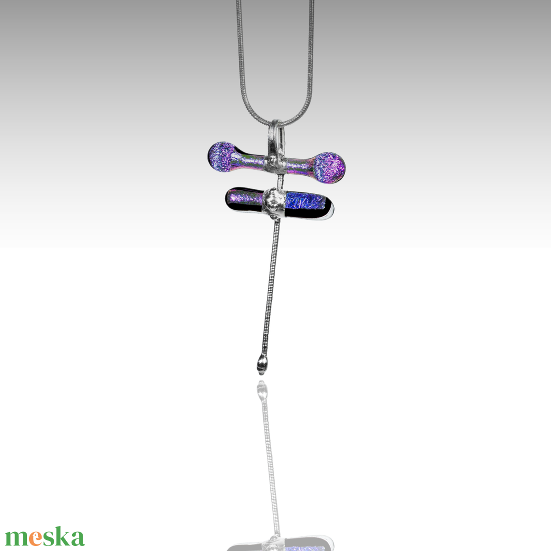 Álomfogó szitakötő üveg dichroic nyaklánc - ékszer - nyaklánc - medálos nyaklánc - Meska.hu