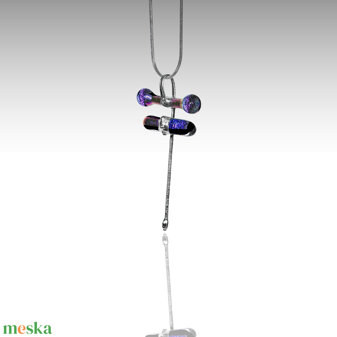 Álomfogó szitakötő üveg dichroic nyaklánc - ékszer - nyaklánc - medálos nyaklánc - Meska.hu