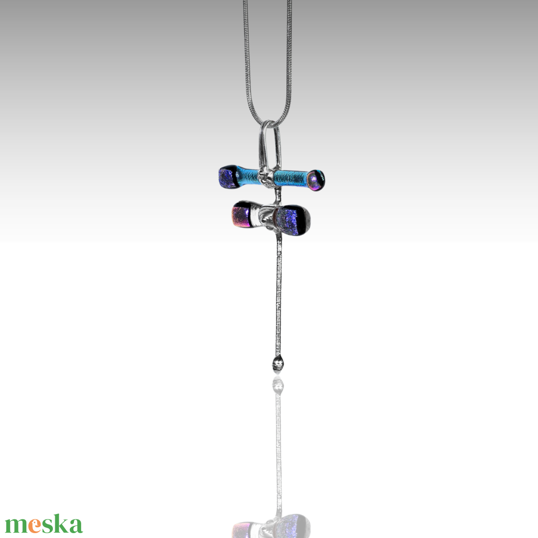 Végtelen szitakötő üveg nyaklánc - ékszer - nyaklánc - medálos nyaklánc - Meska.hu