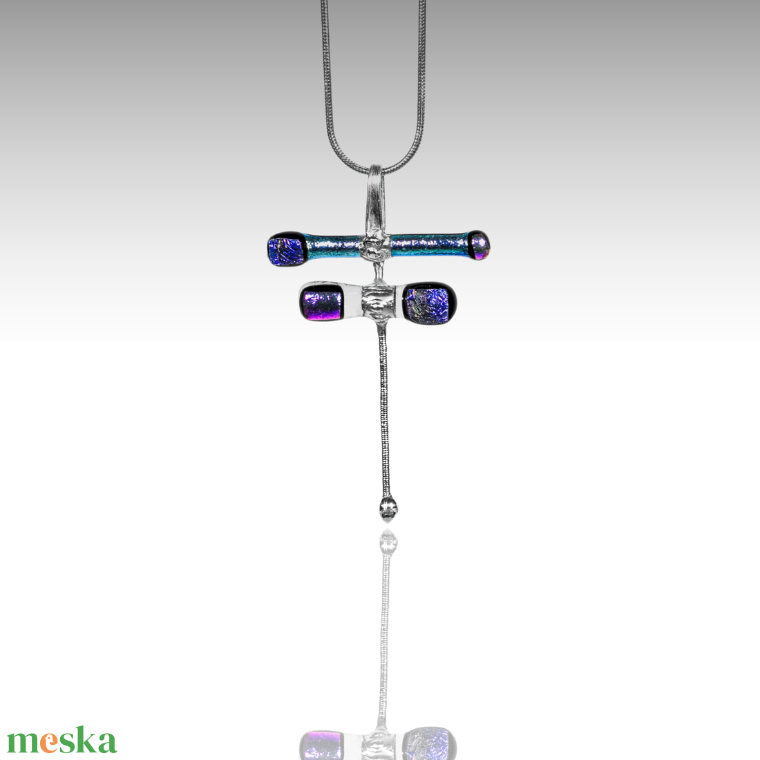 Végtelen szitakötő üveg nyaklánc - ékszer - nyaklánc - medálos nyaklánc - Meska.hu