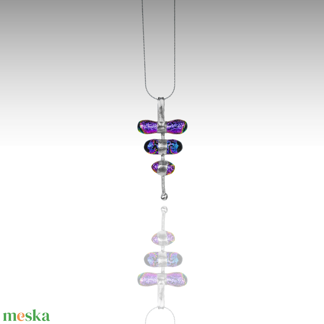 Harmónia nyaklánc dichroic üveg medállal - ékszer - nyaklánc - medálos nyaklánc - Meska.hu