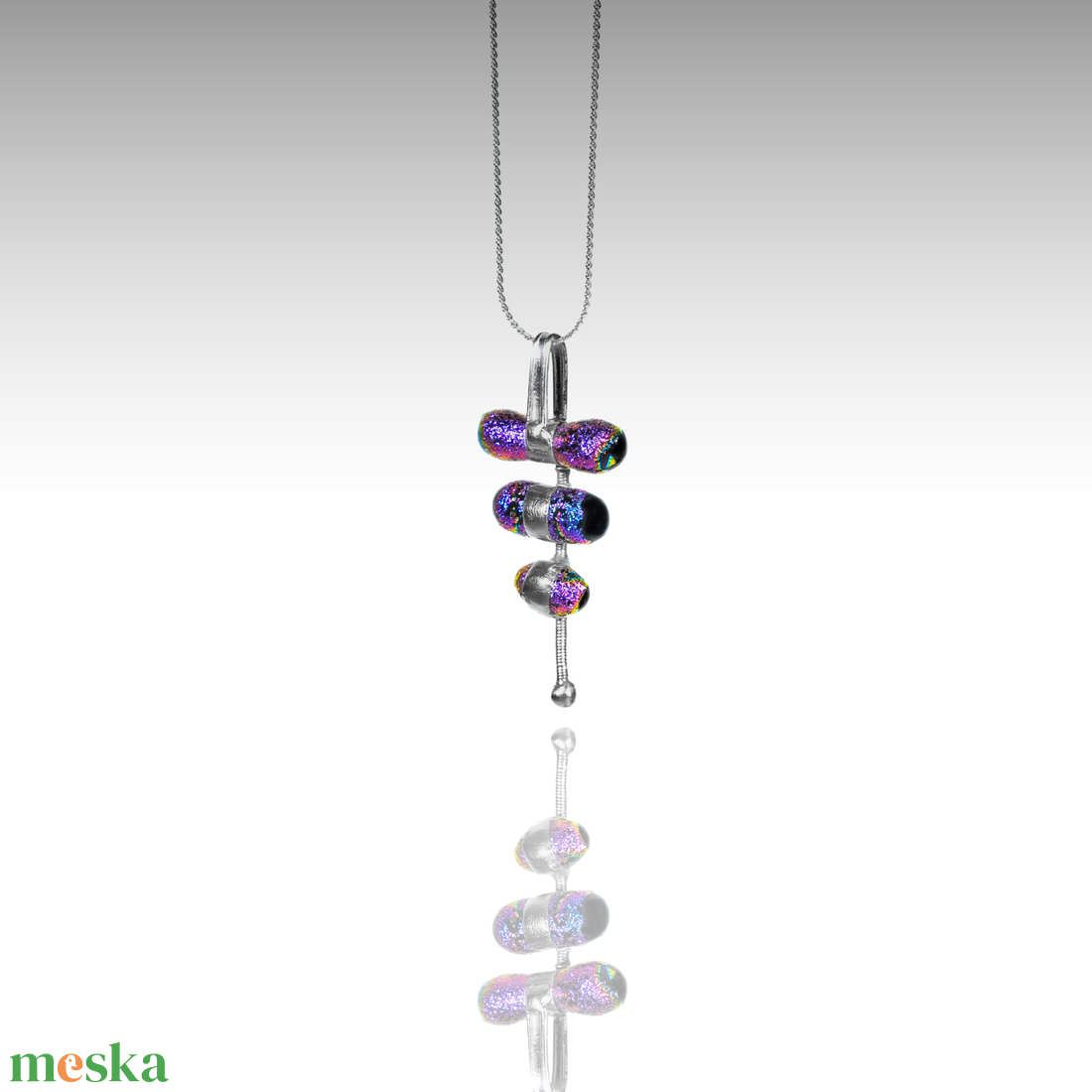 Harmónia nyaklánc dichroic üveg medállal - ékszer - nyaklánc - medálos nyaklánc - Meska.hu