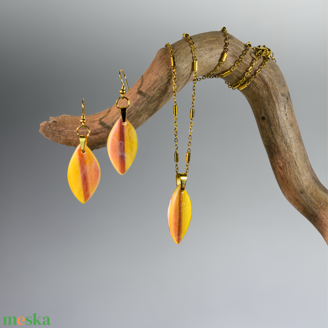 Változó évszak üveg levél ékszerszett - ékszer - ékszerszett - Meska.hu