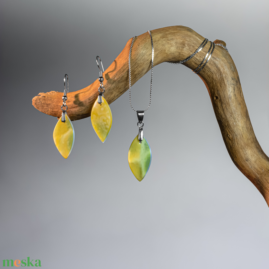 Lombok között napfény üveg levél ékszerszett - ékszer - ékszerszett - Meska.hu