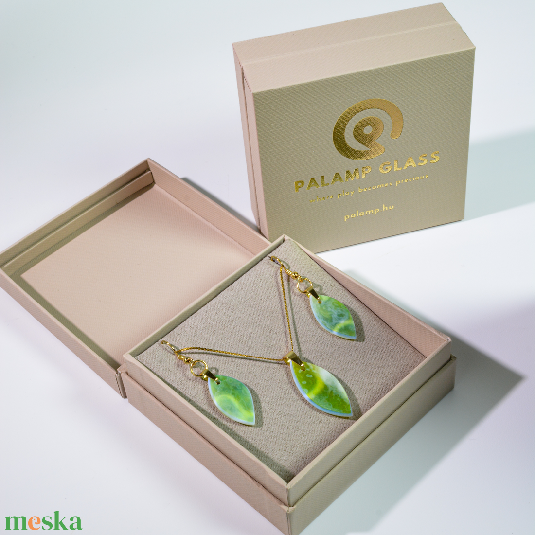 Harmatos reggel üveg levél ékszerszett - ékszer - ékszerszett - Meska.hu