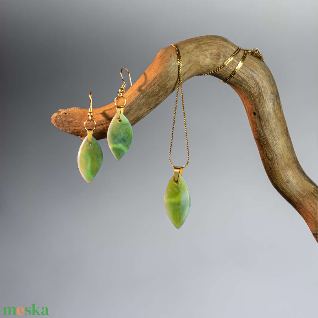 Harmatos reggel üveg levél ékszerszett - ékszer - ékszerszett - Meska.hu