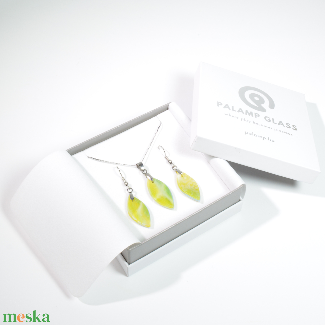 Lombok között napfény üveg levél ékszerszett - ékszer - ékszerszett - Meska.hu